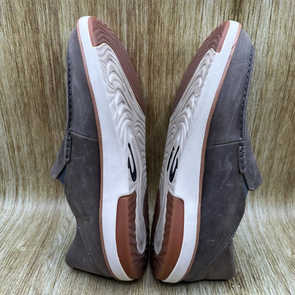 OluKai Kalia Men's Size 11.5 Gray Leather Slip On Loafers Casual Comfort Shoes - Picture 7 of 10